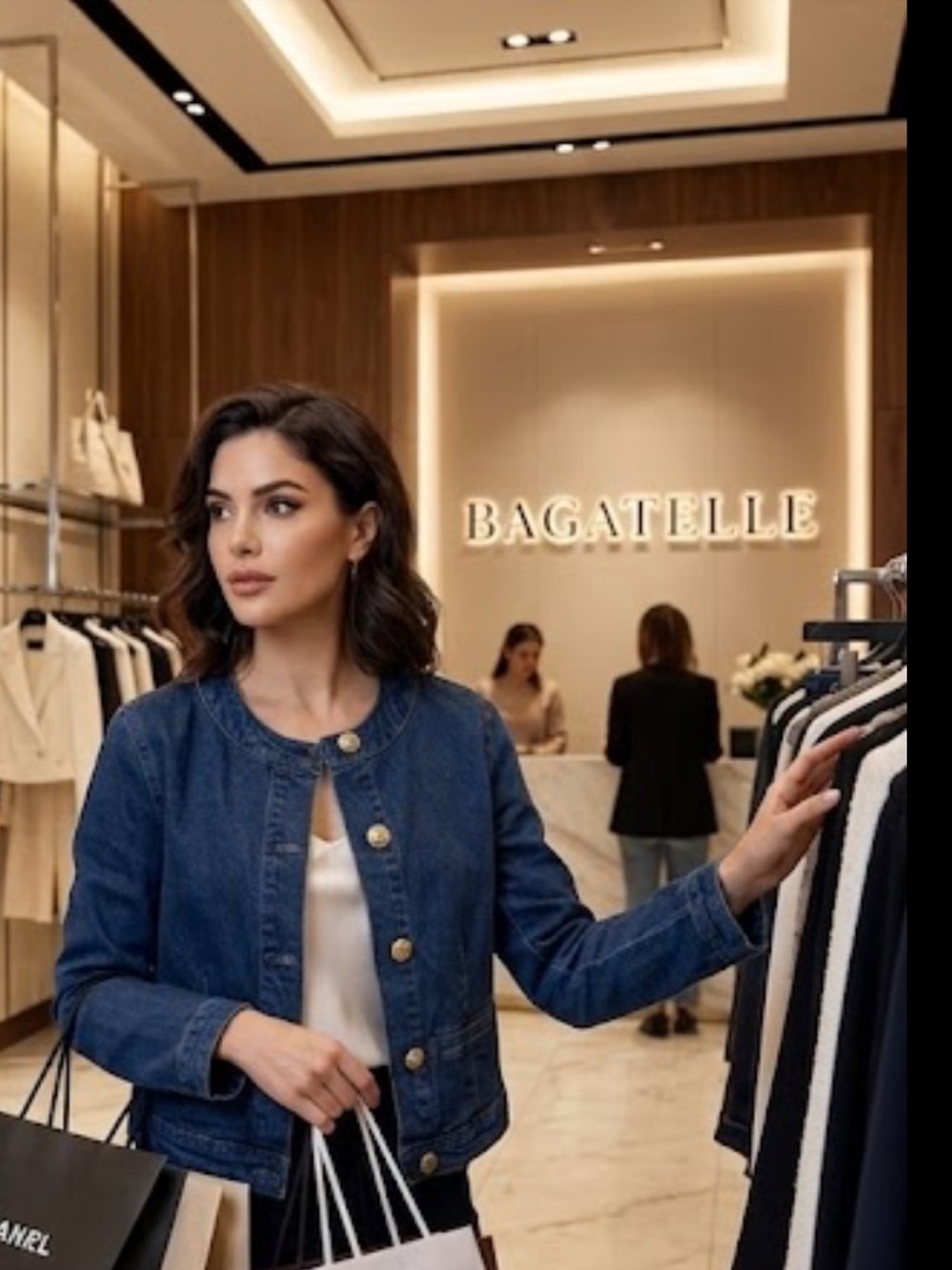 Bagatelle collection Classic Dark Blue Denim Jacket with Gold Buttons